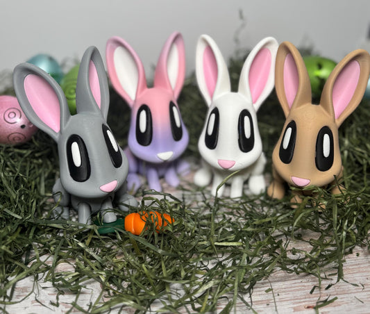 3D-Printed Easter Bunny | Articulated Fidget Toy, Cute Collectible Gift Basket Stuffer for Kids & Adults - KV3D Designs