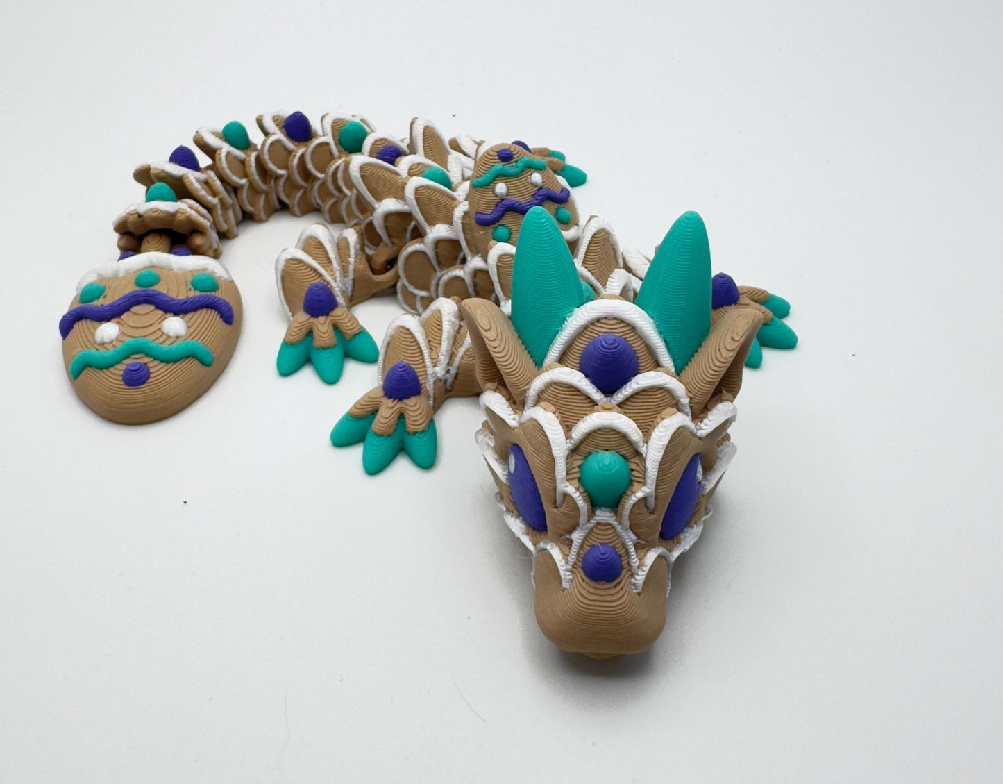 Dragon Fidget Toy – 3D Printed Cookie Dragon – Poseable Fantasy Creature – Cute Desk Toy Gift - KV3D Designs
