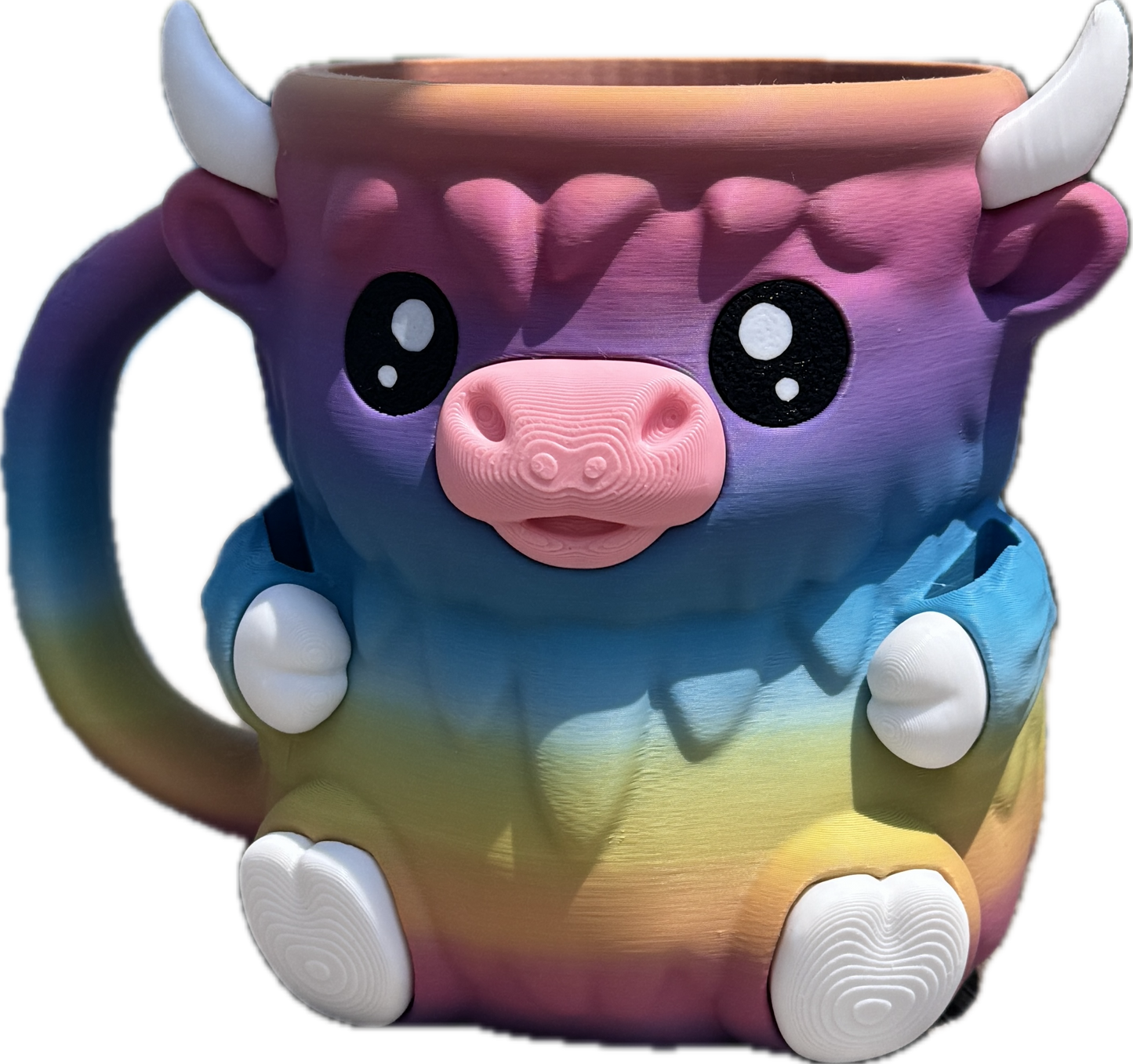 Highland Cow Ice Cream Pint Holder – Funny 3D Printed Gift Cozy with Handle