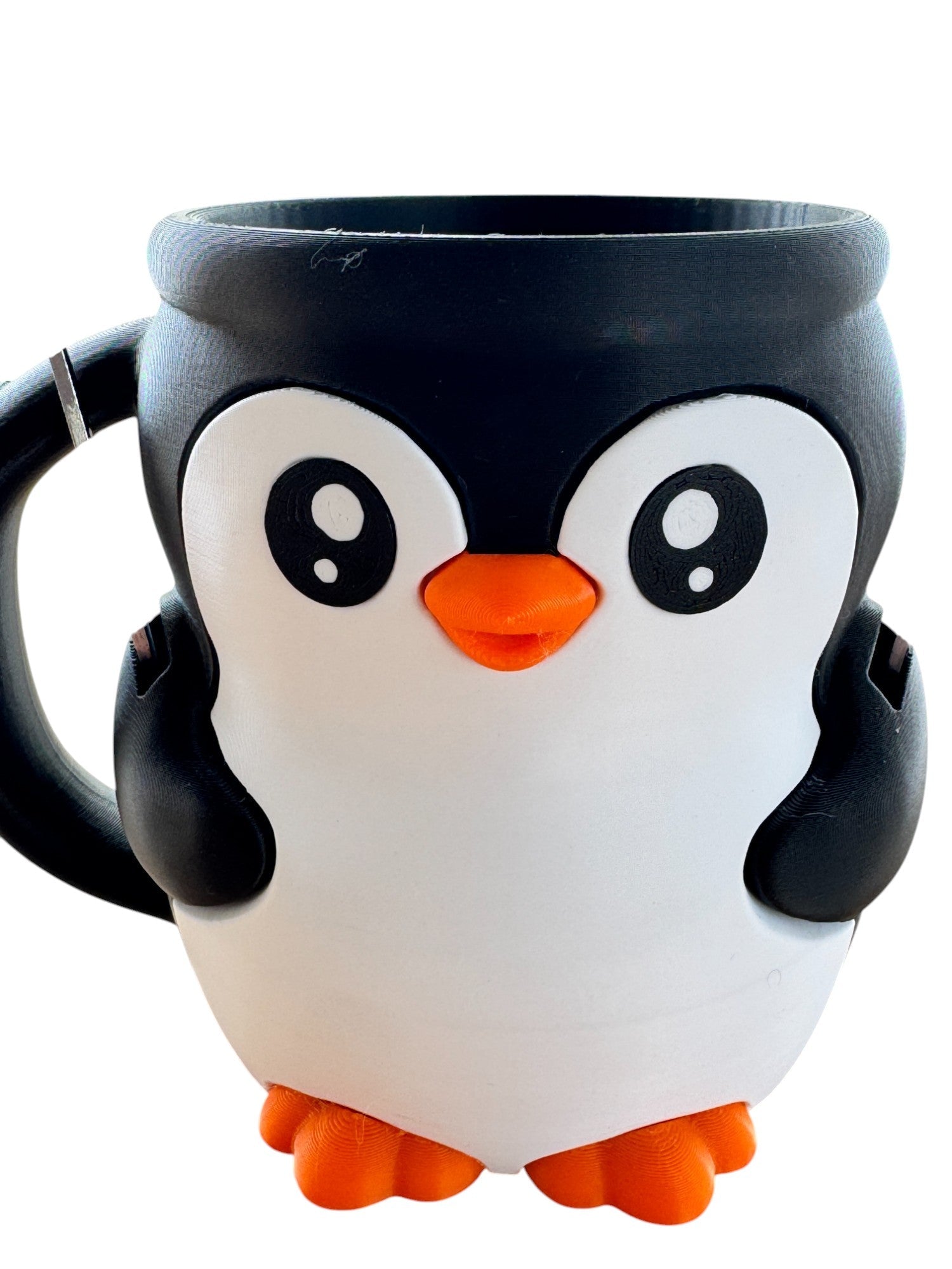 Penguin Ice Cream Pint Holder with Handle – Penguin Reusable Mug, Two Spoon Holders and hideaway drawer - KV3D Designs