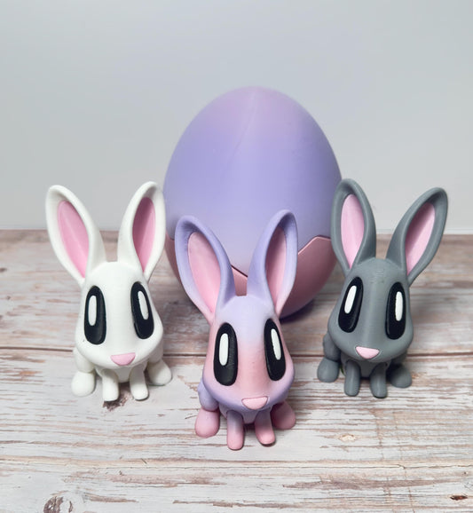 Articulated Animal 3D Printed Easter Bunny with Egg – Unique Basket Stuffer & Holiday Decor Gift - KV3D Designs